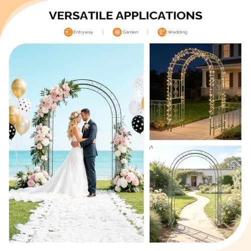 Garden Arbor, Double Layer Arch Archway for Wedding Ceremony Party, Steel Garden Trellis for Plant Climbing, alternate view 4