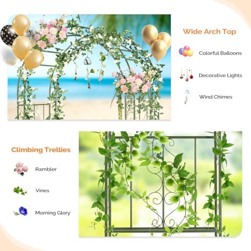Garden Arbor, Double Layer Arch Archway for Wedding Ceremony Party, Steel Garden Trellis for Plant Climbing, alternate view 5