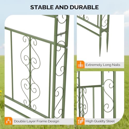 Garden Arbor, Double Layer Arch Archway for Wedding Ceremony Party, Steel Garden Trellis for Plant Climbing, alternate view 6