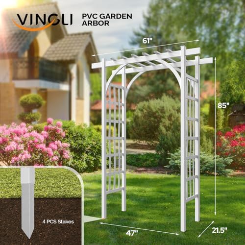 Garden Arbor, PVC Wedding Arch for Ceremony Party, Garden Trellis for Climbing Plants Outdoor, Arch Backdrop, alternate view
