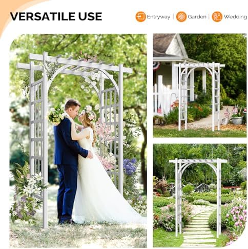Garden Arbor, PVC Wedding Arch for Ceremony Party, Garden Trellis for Climbing Plants Outdoor, Arch Backdrop, alternate view