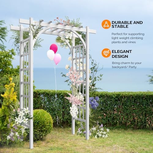 Garden Arbor, PVC Wedding Arch for Ceremony Party, Garden Trellis for Climbing Plants Outdoor, Arch Backdrop, alternate view