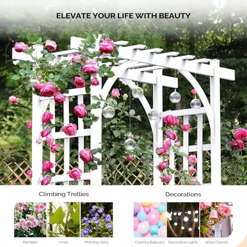 Garden Arbor, PVC Wedding Arch for Ceremony Party, Garden Trellis for Climbing Plants Outdoor, Arch Backdrop, alternate view