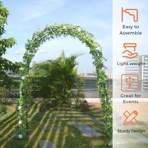 Garden Arch Arbors, Trellis for Climbing Plants Outdoor 6-8ft, Two Way Assemble Wedding Decoration Metal Arch, alternate view