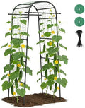 Garden Arch Cucumber Trellis, 85" Metal Arbor with Nylon Net in Black