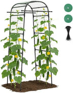 Garden Arch Cucumber Trellis, 85" Metal Arbor with Nylon Net in Black