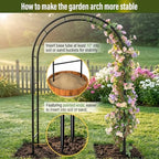 Garden Arch Galvanized Metal Rust-Proof Heavy Duty for Climbing Vines Roses, alternate view 6