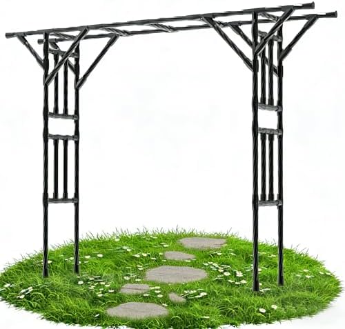 Garden Arch Trellis 141.7"L×106.3"H Sturdy & Rustproof Large Flat Top Arbor