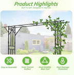 Garden Arch Trellis 141.7"L×106.3"H Sturdy & Rustproof Large Flat Top Arbor, alternate view 5