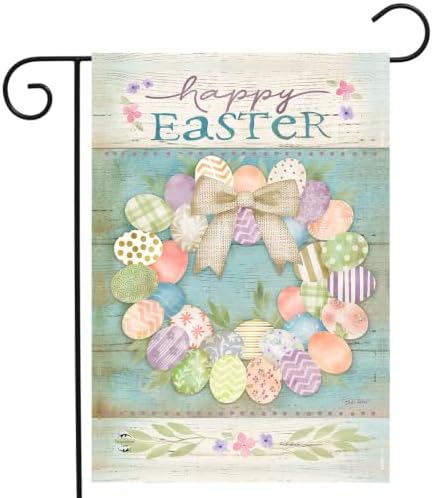 Garden Flag 12x18 For Outdoor Pastel Easter Wreath For Easter Garden Flag Flags For Outside