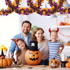 Garland Decorations,50Ft Glitter Tinsel Pumpkin Bats Spider Garland Decor for Tree Car Golf Cart Parade Float, alternate view