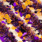 Garland Decorations,50Ft Glitter Tinsel Pumpkin Bats Spider Garland Decor for Tree Car Golf Cart Parade Float, alternate view