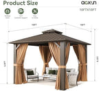 Gazebo 10x10 Hardtop Gazebo with Double Galvanized Steel Roof, Brown in Brown, alternate view 2