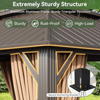 Gazebo 10x10 Hardtop Gazebo with Double Galvanized Steel Roof, Brown in Brown, alternate view 4