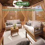 Gazebo 10x10 Hardtop Gazebo with Double Galvanized Steel Roof, Brown in Brown, alternate view 7