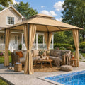 Gazebo 10x10 Heavy Duty Gazebos with Improved Curtains Outdoor Double Roof Patio with Metal Steel Frame Outdoor