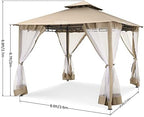 Gazebo 10x10 Heavy Duty Gazebos with Improved Nettings Outdoor Gazebo Double Roof Patio Gazebos with Metal Steel, alternate