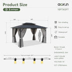 Gazebo 10x12 Hardtop Gazebo with LED Lights, Gray in Gray, alternate view 2