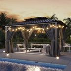 Gazebo 10x12 Hardtop Gazebo with LED Lights, Gray in Gray, alternate view 3