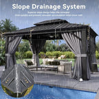 Gazebo 10x12 Hardtop Gazebo with LED Lights, Gray in Gray, alternate view 5