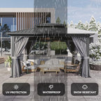 Gazebo 10x14 Hardtop Gazebo with Double Galvanized Steel Roof, Gray in Gray, alternate view 4