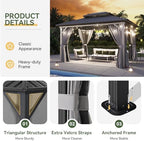 Gazebo 10x14 Hardtop Gazebo with Double Galvanized Steel Roof, Gray in Gray, alternate view 6