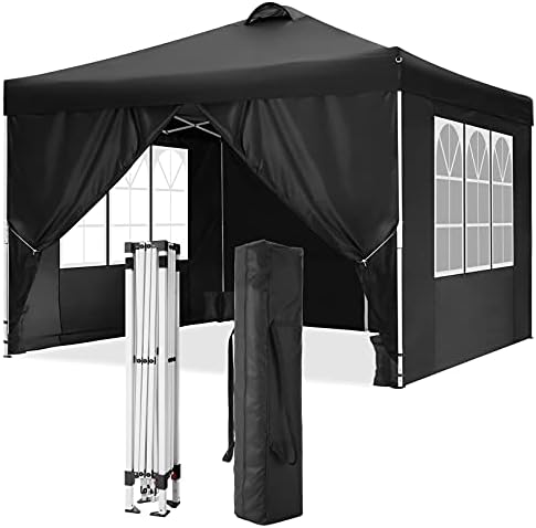 Gazebo 3 x 3 Waterproof Folding Gazebo Canopy Tent Height-Adjustable Party Tent with 4 Side Panels and 4
