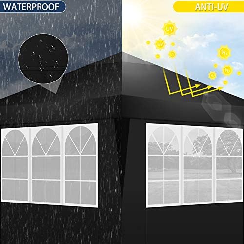Gazebo 3 x 3 Waterproof Folding Gazebo Canopy Tent Height-Adjustable Party Tent with 4 Side Panels and 4, alternate view 5