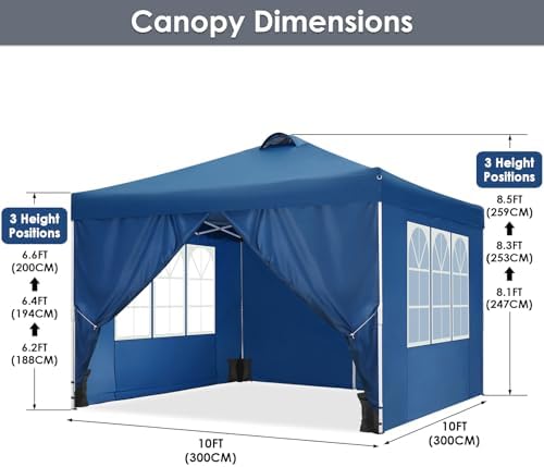 Gazebo 3 x 3 Waterproof Stable Winterproof Folding Party Tent Foldable Tent with Ventilation 4 Side Panels 4, alternate view