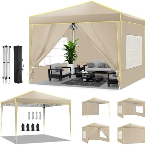 Gazebo 3 x 3 Waterproof Stable Winterproof Khaki in khaki