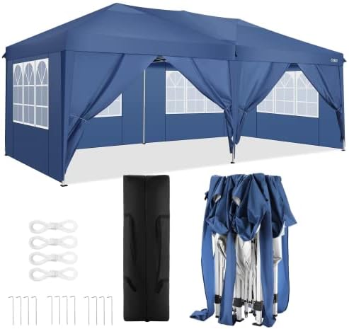 Gazebo 3 x 6 m Foldable Waterproof Foldable Foldable Garden Tent Waterproof UV Protection 50+ 100% Polyester