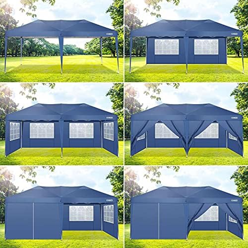 Gazebo 3 x 6 m Foldable Waterproof Foldable Foldable Garden Tent Waterproof UV Protection 50+ 100% Polyester, alternate view