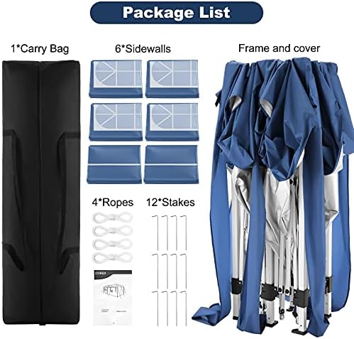 Gazebo 3 x 6 m Foldable Waterproof Foldable Foldable Garden Tent Waterproof UV Protection 50+ 100% Polyester, alternate view