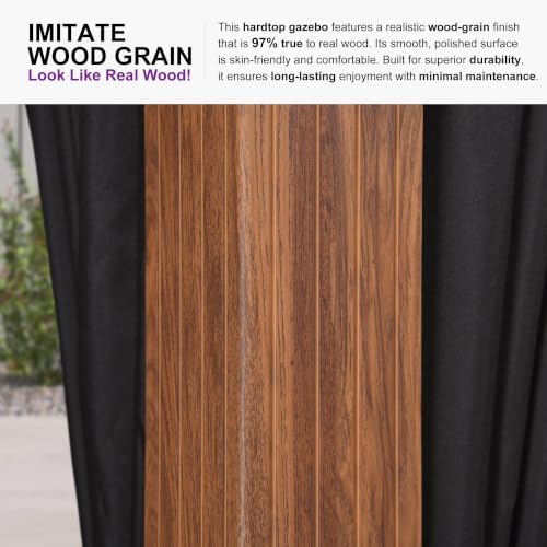 Gazebo 8' x 12' with Light, Curtain and Netting, Wood Grain, alternate view 6