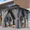Gazebo 8x8 Hardtop Gazebo with Double Galvanized Steel Roof, Gray in Gray