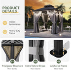 Gazebo 8x8 Hardtop Gazebo with Double Galvanized Steel Roof, Gray in Gray, alternate view 5