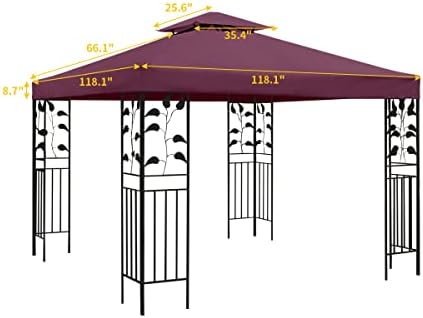 Gazebo Canopy Replacement -Grill Gazebo Replacement Roof -Gazebos on Clearance Outdoor Shelter Top Double Tiered, alternate
