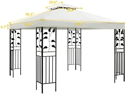 Gazebo Canopy Replacement Top - 10x10 FT Double Tiered Canopy Cover, Off White in 10x10 FT in Off White, alternate view 2