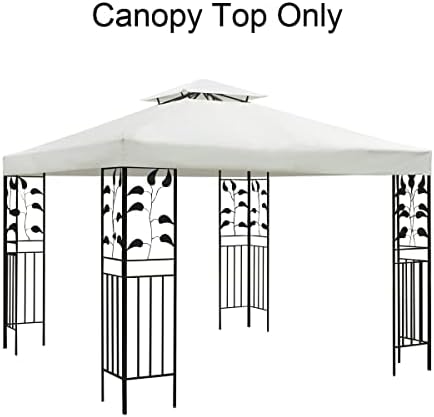 Gazebo Canopy Replacement Top - 10x10 FT Double Tiered Canopy Cover, Off White in 10x10 FT in Off White, alternate view 4