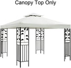 Gazebo Canopy Replacement Top - 10x10 FT Double Tiered Canopy Cover, Off White in 10x10 FT in Off White, alternate view 4