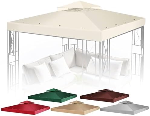 Gazebo Cover Replacement Canopy Top 8x8 Ft (2.4m x 2.4m) - Double Tier Top Canopy Cover Replacement with UV30+