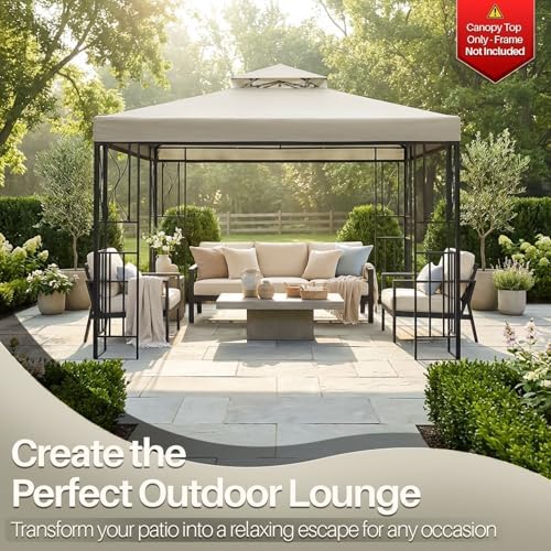 Gazebo Cover Replacement Canopy Top 8x8 Ft (2.4m x 2.4m) - Double Tier Top Canopy Cover Replacement with UV30+, alternate