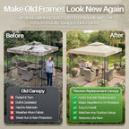 Gazebo Cover Replacement Canopy Top 8x8 Ft (2.4m x 2.4m) - Double Tier Top Canopy Cover Replacement with UV30+, alternate