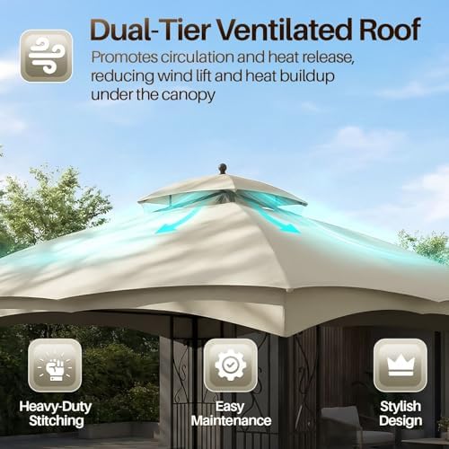 Gazebo Cover Replacement Canopy Top 8x8 Ft (2.4m x 2.4m) - Double Tier Top Canopy Cover Replacement with UV30+, alternate