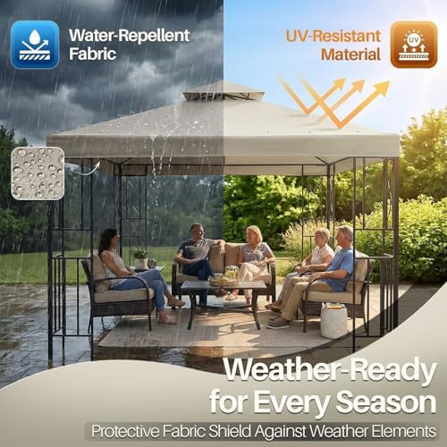 Gazebo Cover Replacement Canopy Top 8x8 Ft (2.4m x 2.4m) - Double Tier Top Canopy Cover Replacement with UV30+, alternate