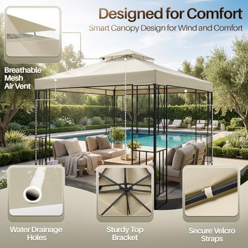 Gazebo Cover Replacement Canopy Top 8x8 Ft (2.4m x 2.4m) - Double Tier Top Canopy Cover Replacement with UV30+, alternate