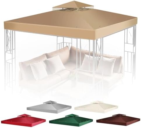 Gazebo Cover Replacement Canopy Top 8x8 Ft (2.4m x 2.4m) - Double Tier Top Canopy Cover Replacement with UV30+