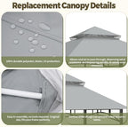 Gazebo Cover Replacement for Target Madaga L-GZ136PST, Gray in Gray, alternate view 6