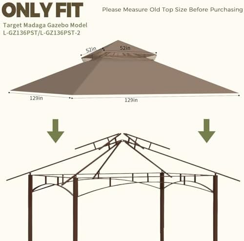 Gazebo Cover Replacement for Target Madaga L-GZ136PST, Khaki in Khaki, alternate view 3