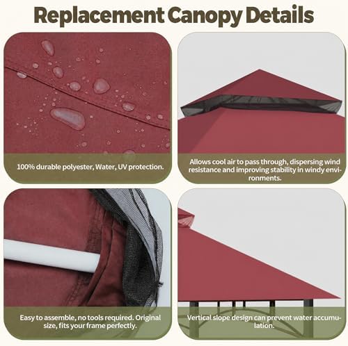 Gazebo Cover Replacement for Target Madaga L-GZ136PST, Red in Red, alternate view 5